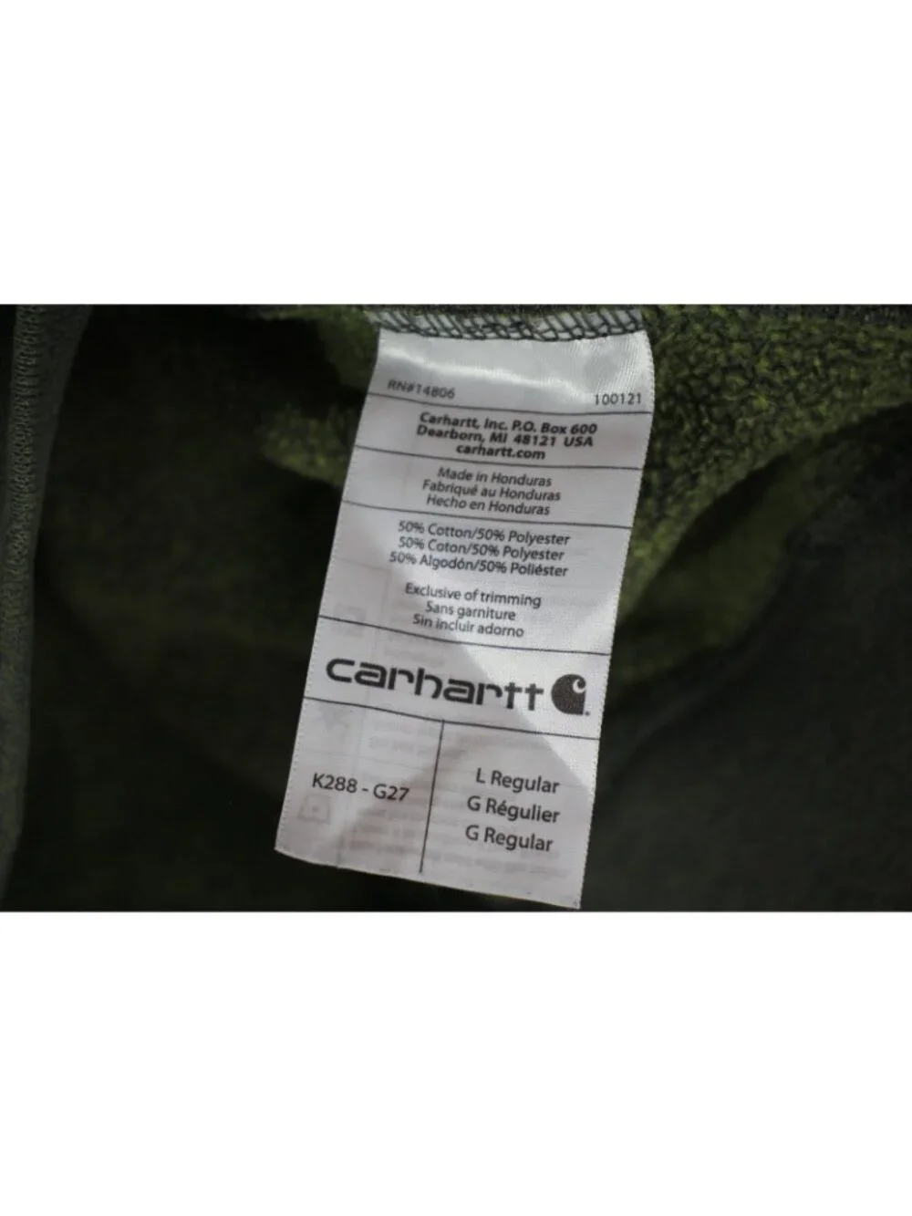 Carhartt Mens Large K288 Spellout Work Workwear Hoodie F1415